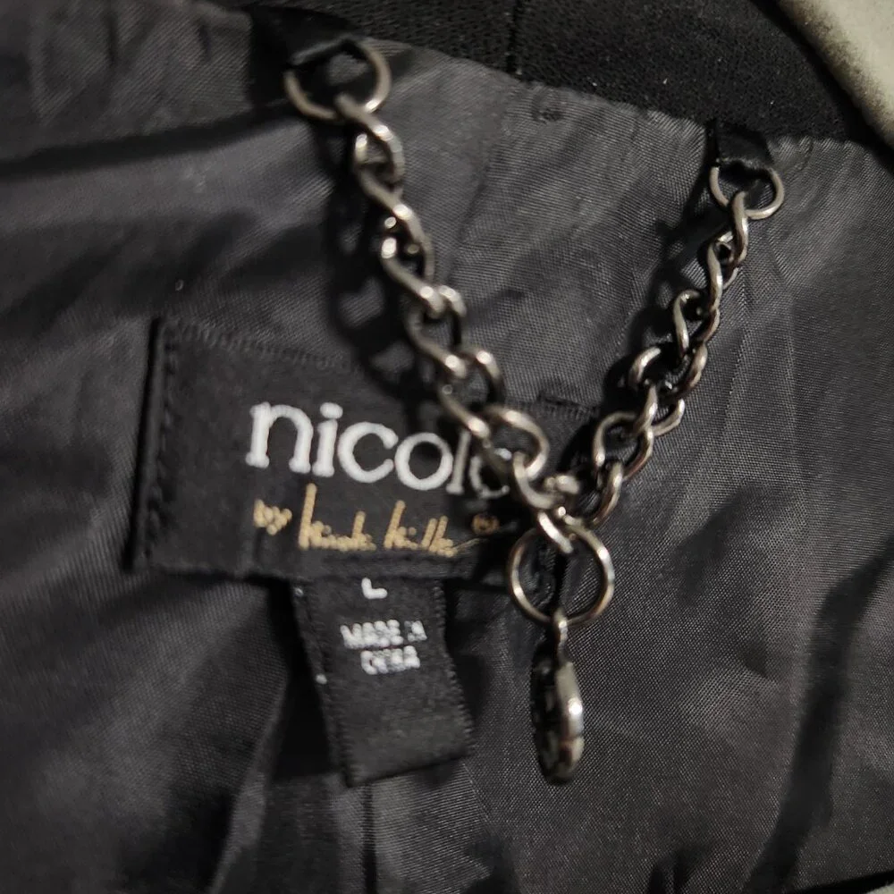 Nicole By Nicole Miller | Black Drape City Black Blazer Jacket Large - Picture 2 of 6